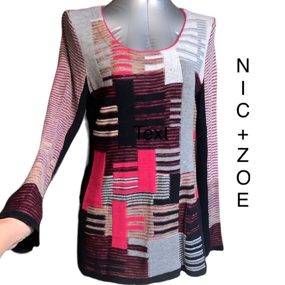 SALE!! Nic+Zoe Lightweight colour block pullover - Picture 3 of 7